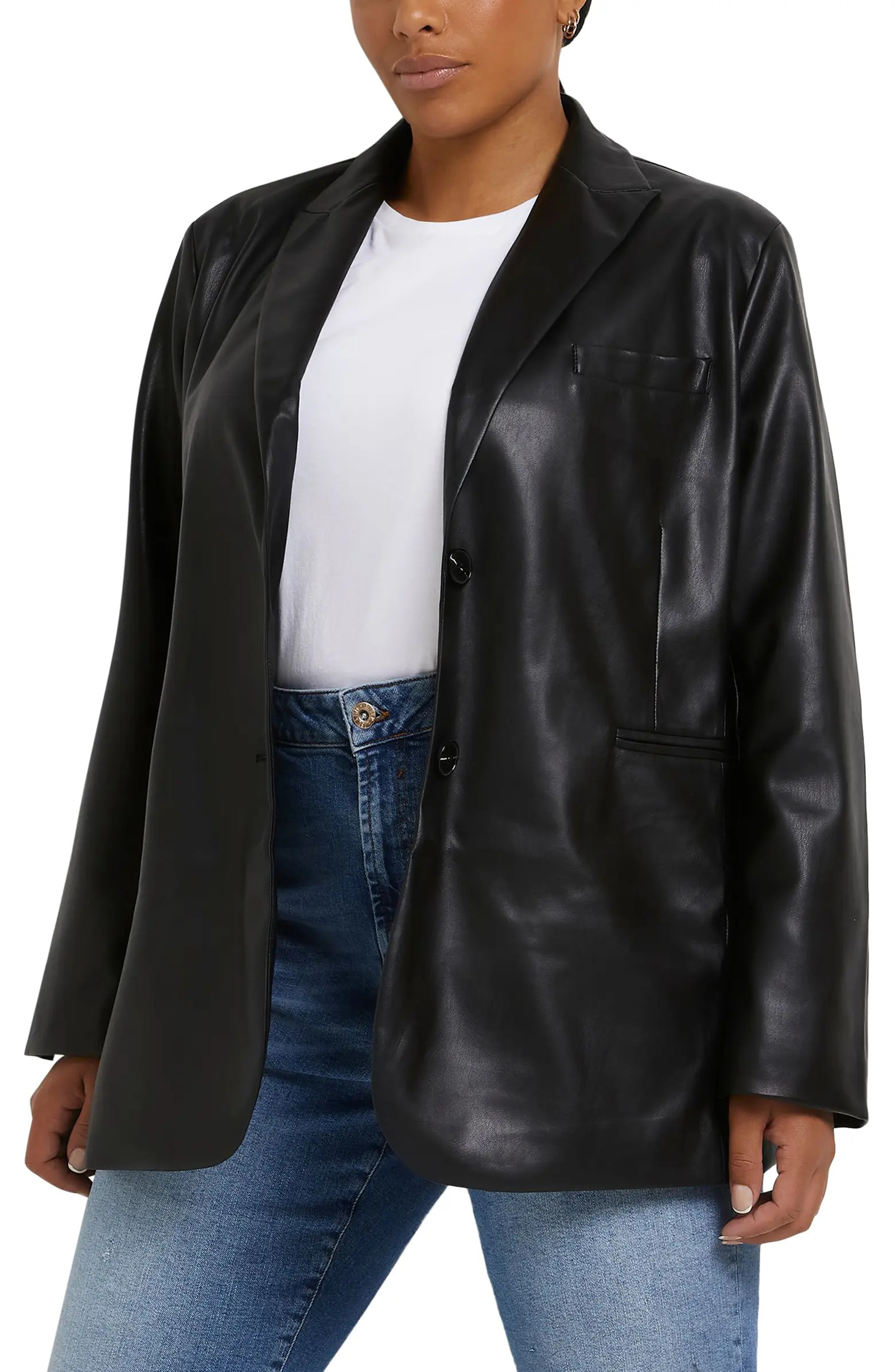 Oversize Faux Leather BlazerRIVER ISLAND | Nordstrom