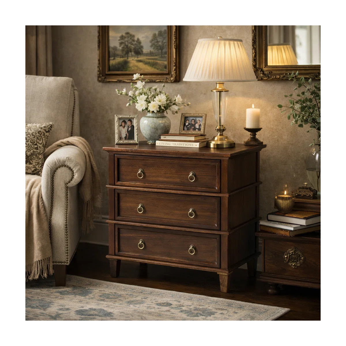 Allisa 28"W 3-Drawer Solid Wood End Table with Built-in Charging Station and Simple Assembly | Wayfair North America