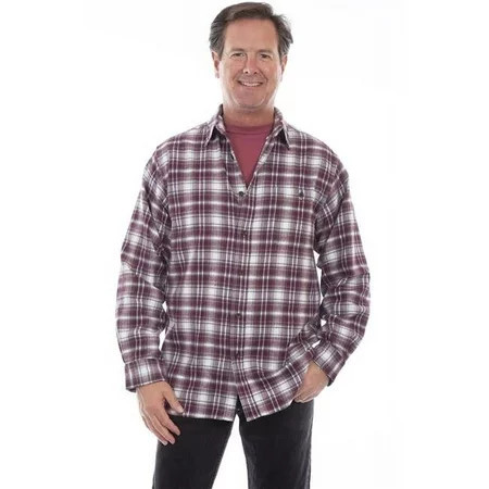 Flannel Plaid Shirt for Mens Burgundy - 2XL | Walmart (US)