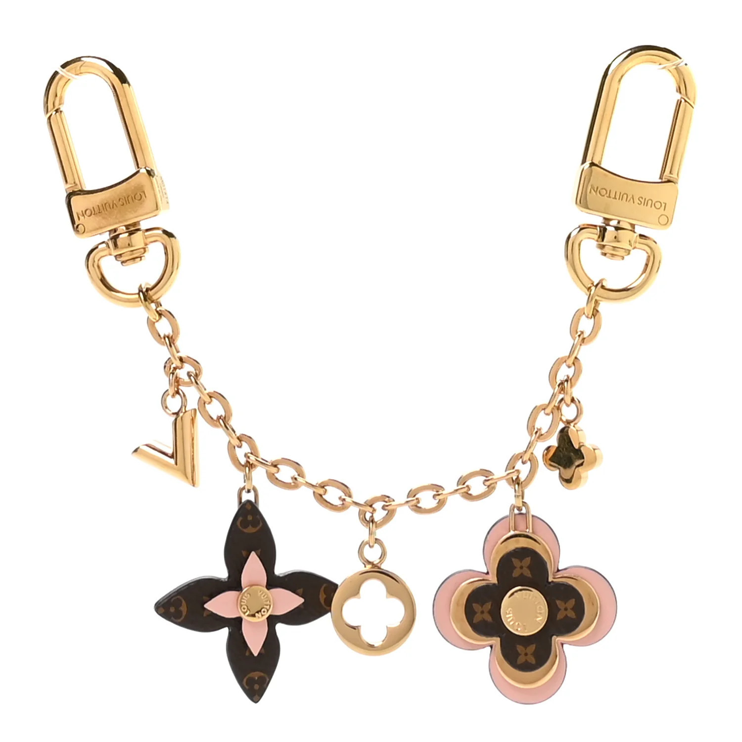 Louis Vuitton Brass Monogram Blooming Flowers Bag Charm Key Holder Rose Ballerine | FASHIONPHILE (US)
