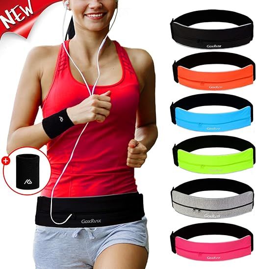 GoxRunx Running Belt Waist Pack + Sports Wristband,Reflective Zippered Runner Sports Pouch Bag Fa... | Amazon (US)
