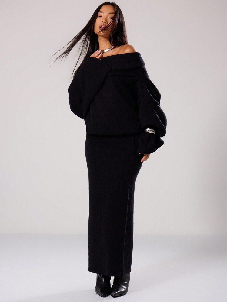 MUSERA Knit Off The Shoulder Maxi Sweater Dress Spring Y2K 90'S Casual Cute Holiday Summer Festival Fall Autumn Winter Everyday Christmas | SHEIN