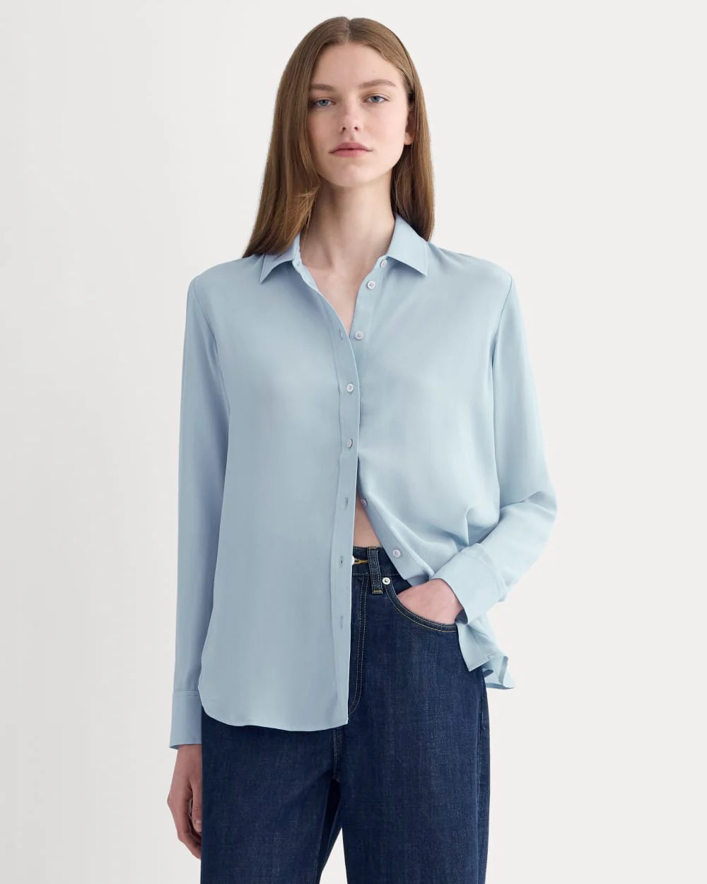 The Must-Have Shirt in Washable Silk | Soft Blue | Everlane
