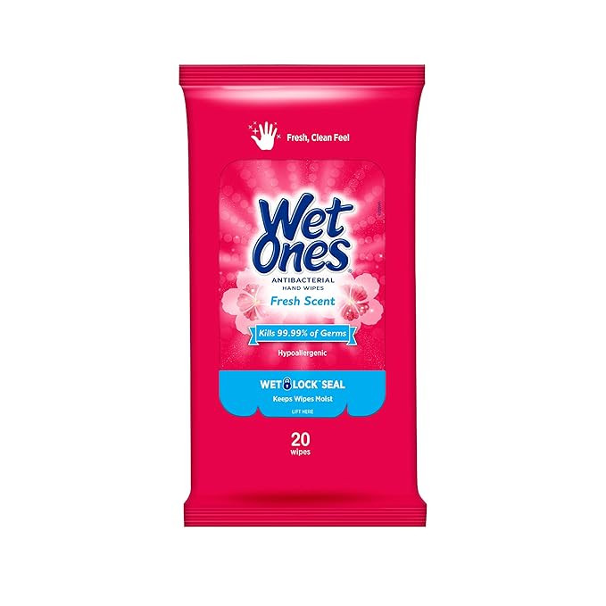 Wet Ones Antibacterial Hand Wipes, Fresh Scent Wipes | Travel Wipes Case, Antibacterial Wipes... | Amazon (US)