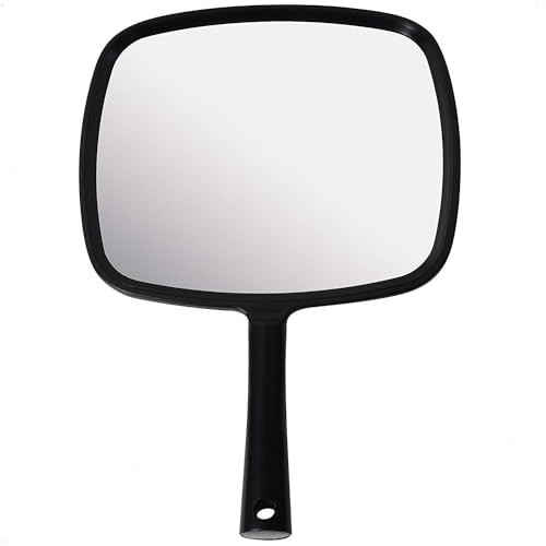 MIRRORVANA Hand Mirror with Ergonomic Handle for Makeup, 8" x 11" (Black) | Amazon (US)