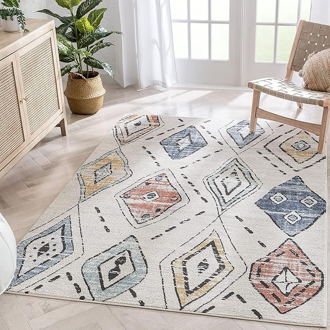 Well Woven Ivory Multi Cenesia Vintage Tribal Diamond Lattice Area Rug 5x7 (5'3" x 7'3") | Amazon (US)