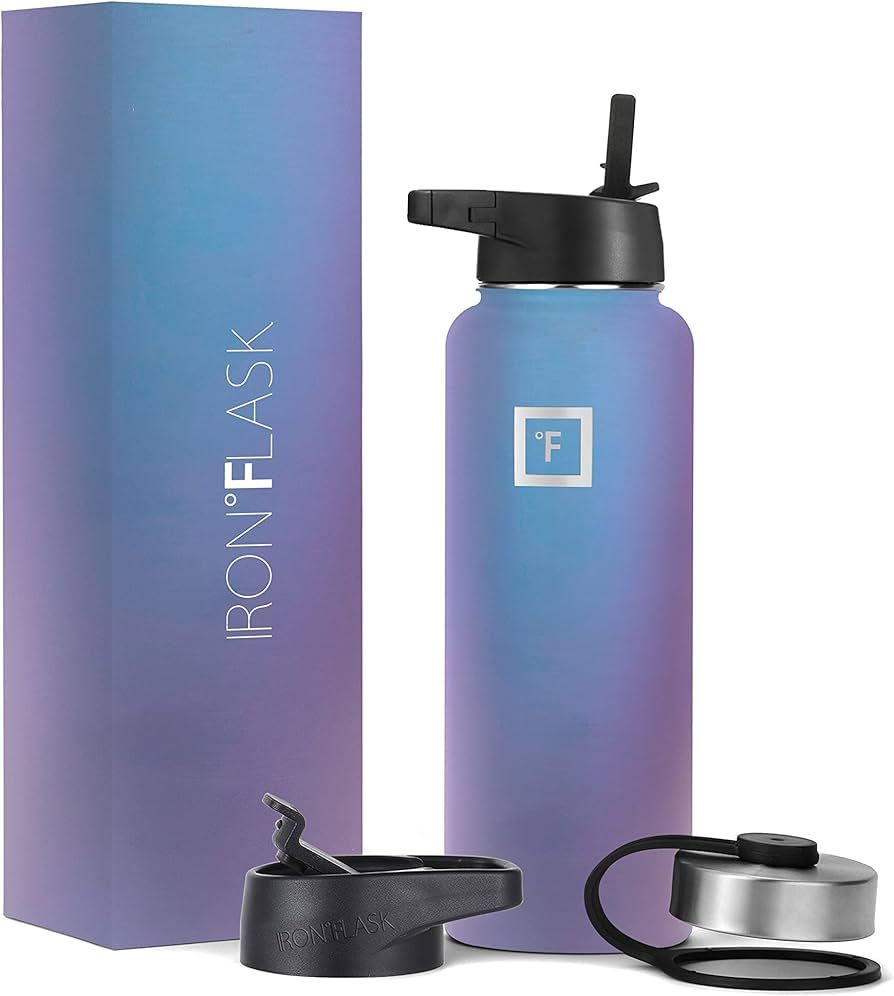 IRON °FLASK Sports Water Bottle - 40oz, 3 Lids (Straw Lid), Leak Proof - Stainless Steel Gym & S... | Amazon (US)