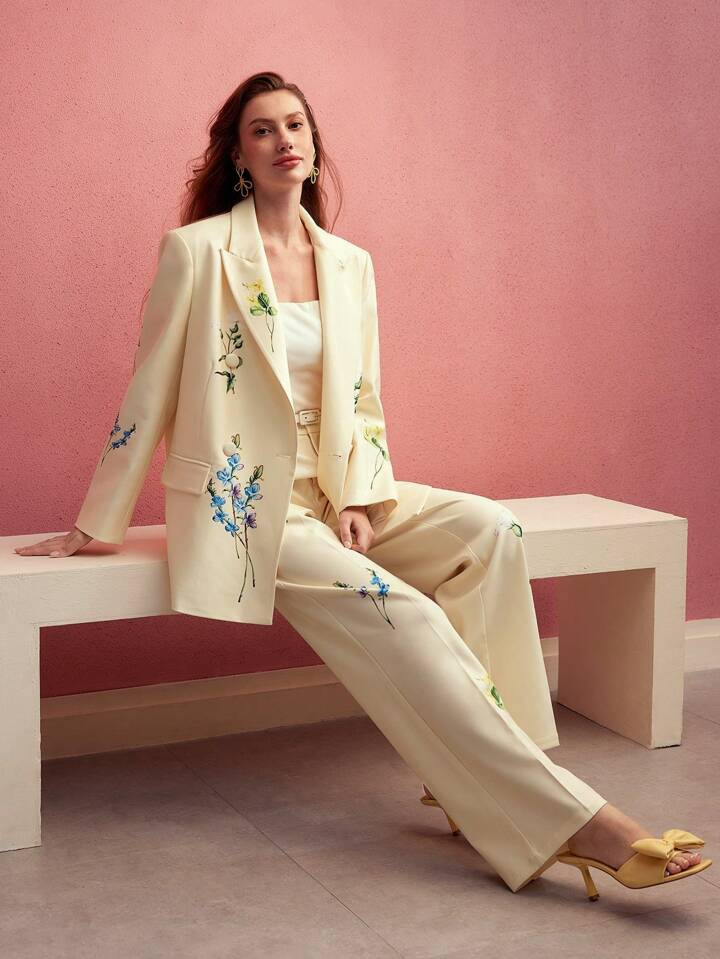 MOTF PREMIUM STRUCTURED FLORAL PRINT BLAZER,SPRING/SUMMER | SHEIN