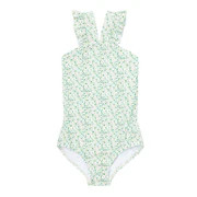 girls sea marsh floral v-neck crossover one piece | minnow
