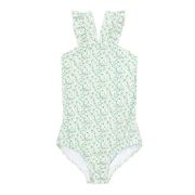 girls sea marsh floral v-neck crossover one piece | minnow