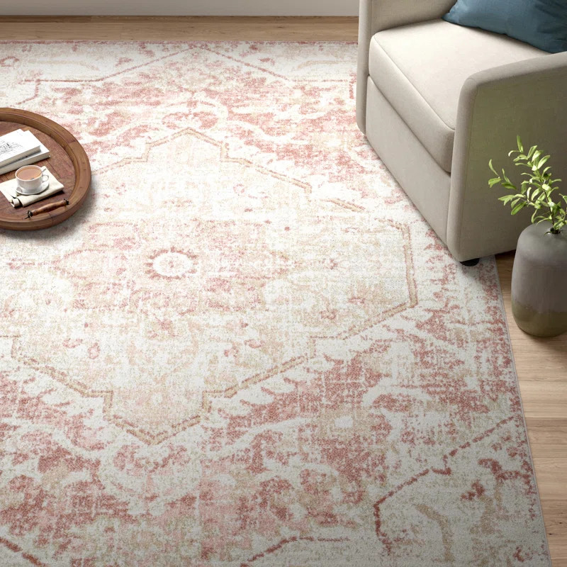 Cabello Oriental Area Rug in Pink/White | Wayfair North America