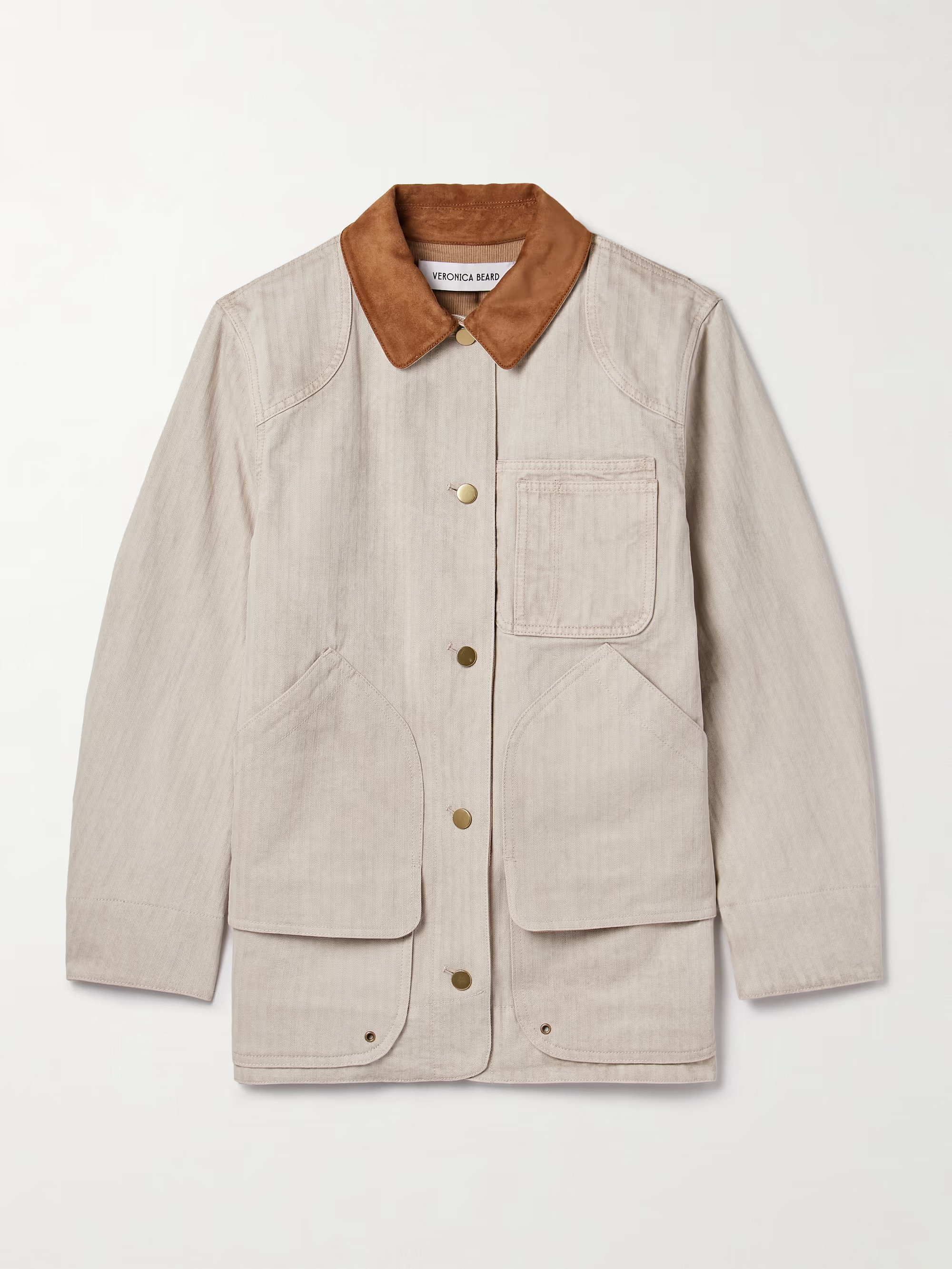 Abbas suede-trimmed herringbone cotton jacket | NET-A-PORTER (US)