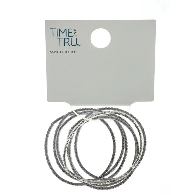 Time and Tru Woman's Stone Stretch Bracelet Set Rhodium | Walmart (US)
