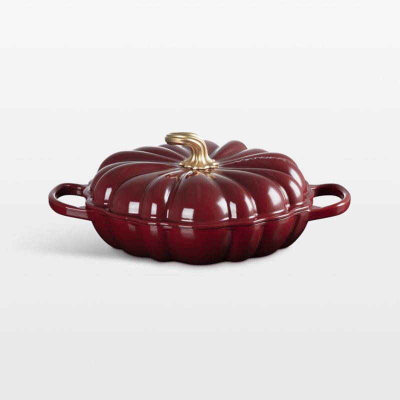 Le Creuset 2.75-Qt. Rhone Enameled Cast Iron Figural Pumpkin Braiser | Crate & Barrel | Crate & Barrel