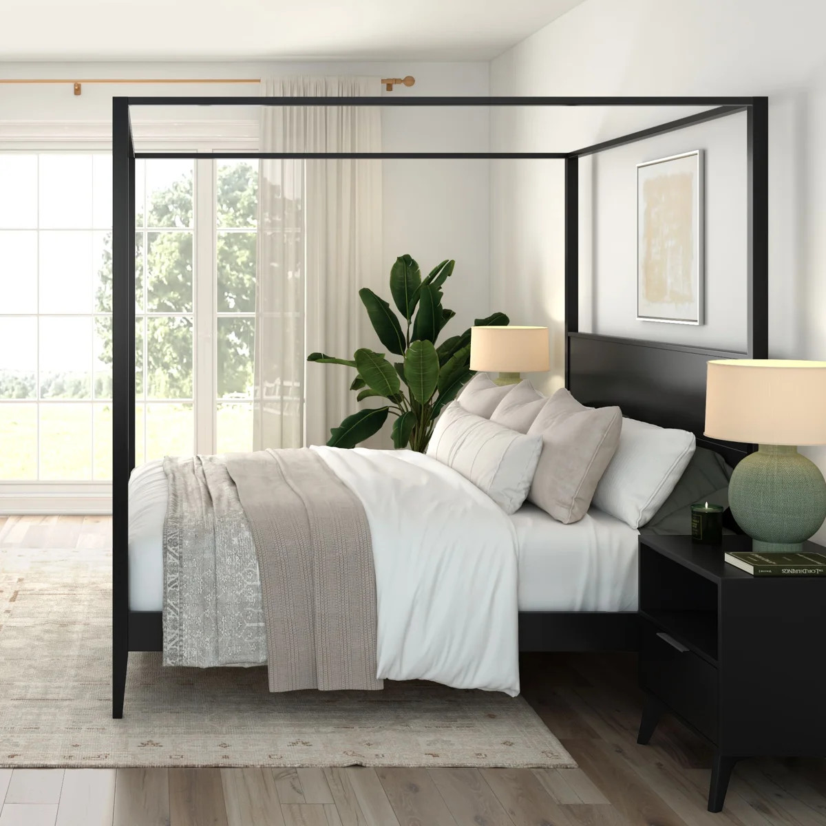 Haven Canopy Bed with Square Post and Wood Headboard | Wayfair North America
