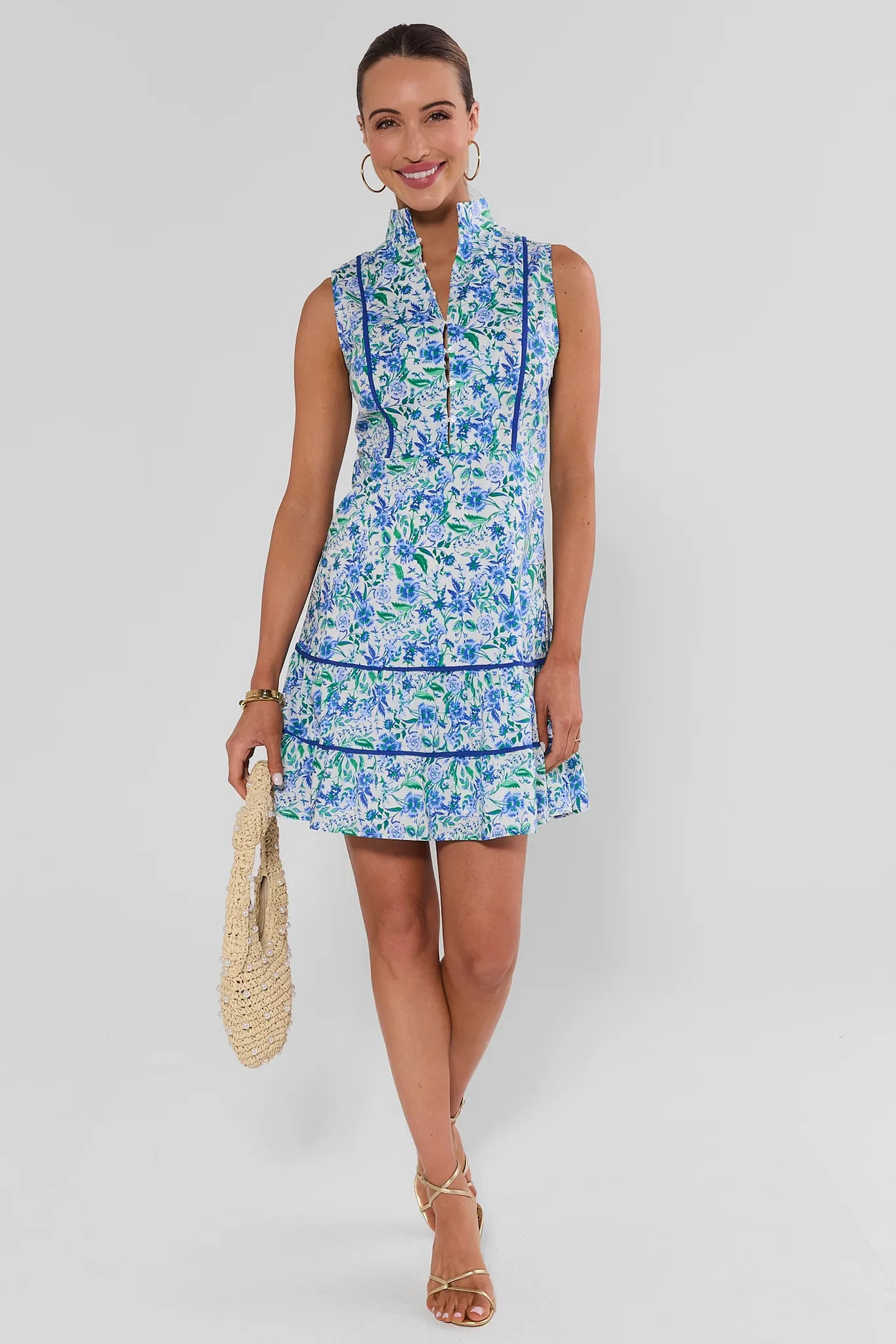 Sofia Blue Floral Short Dress | Avara