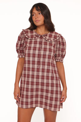 Yaris Mini Dress - Burgundy Plaid | Petal & Pup (US)