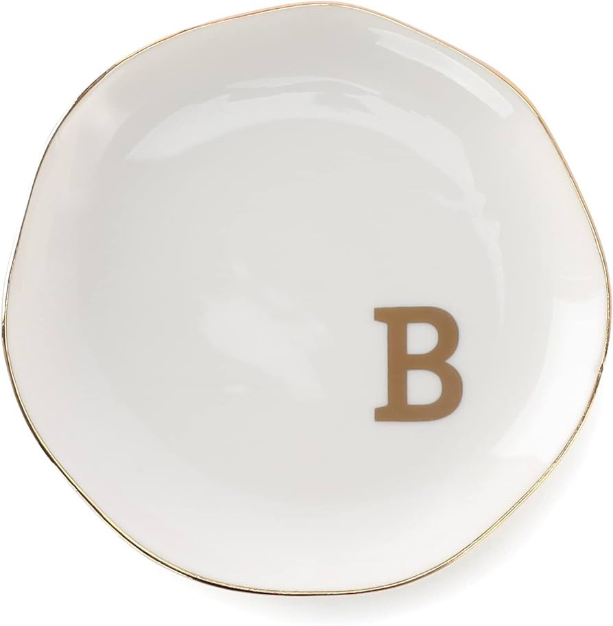 VINCOMIC Initials Ring Dish Jewery Tray with Personalized B-Monogrammed Gifts Wedding Engagement ... | Amazon (US)