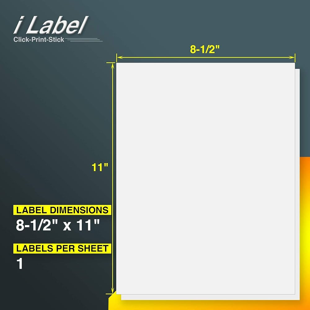 8.5" x 11" Full Sheet Label Sticker Paper for Laser & Inkjet Printers [100 Sheets,100 Labels] | Amazon (US)