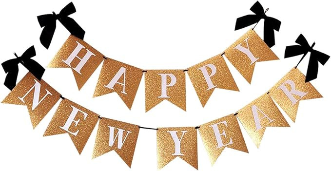 KatchOn, Gold Glitter Happy New Year Banner - 10 Feet, No DIY | Happy New Year Sign, Happy New Ye... | Amazon (US)