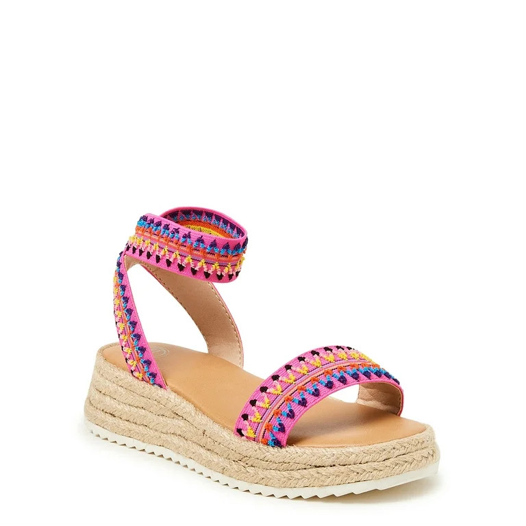 Wonder Nation Girls Elastic Sandal, Sizes 12-6 | Walmart (US)