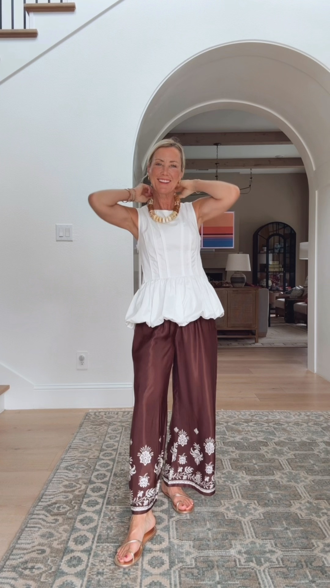 Loving this combo for late summer and early fall! The bubble top is so fun.

Top: xs
Pants: xs

#LTKootd #LTKOver40 #LTKSeasonal