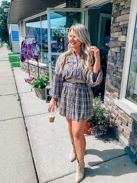 Cutest plaid dress! Perfect for fall and styling with booties. 

#LTKunder50 #LTKstyletip #LTKshoecrush