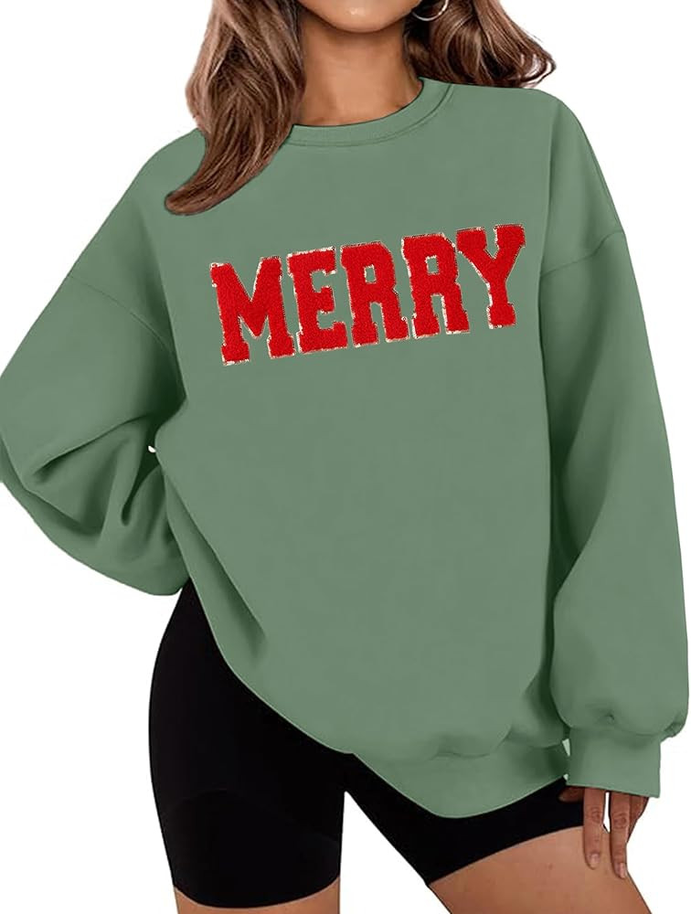 LETSEE Christmas Sweatshirts for Women Santa Claus Graphic Crewneck Oversized Fleece Pullover Xma... | Amazon (US)