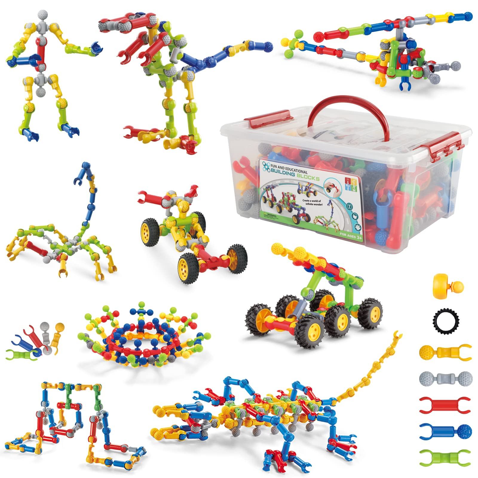 Kids Building STEM Toys, 125 Pcs Building Blocks Kit Educational Construction Engineering Learning S | Amazon (US)