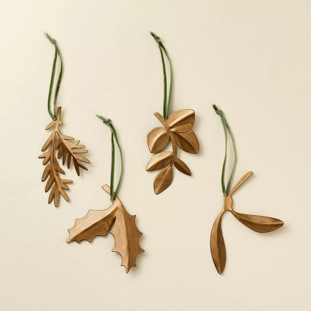 Antique Brass Leaf Christmas Tree Ornaments (Set of 4) - Hearth & Hand™ with Magnolia | Target