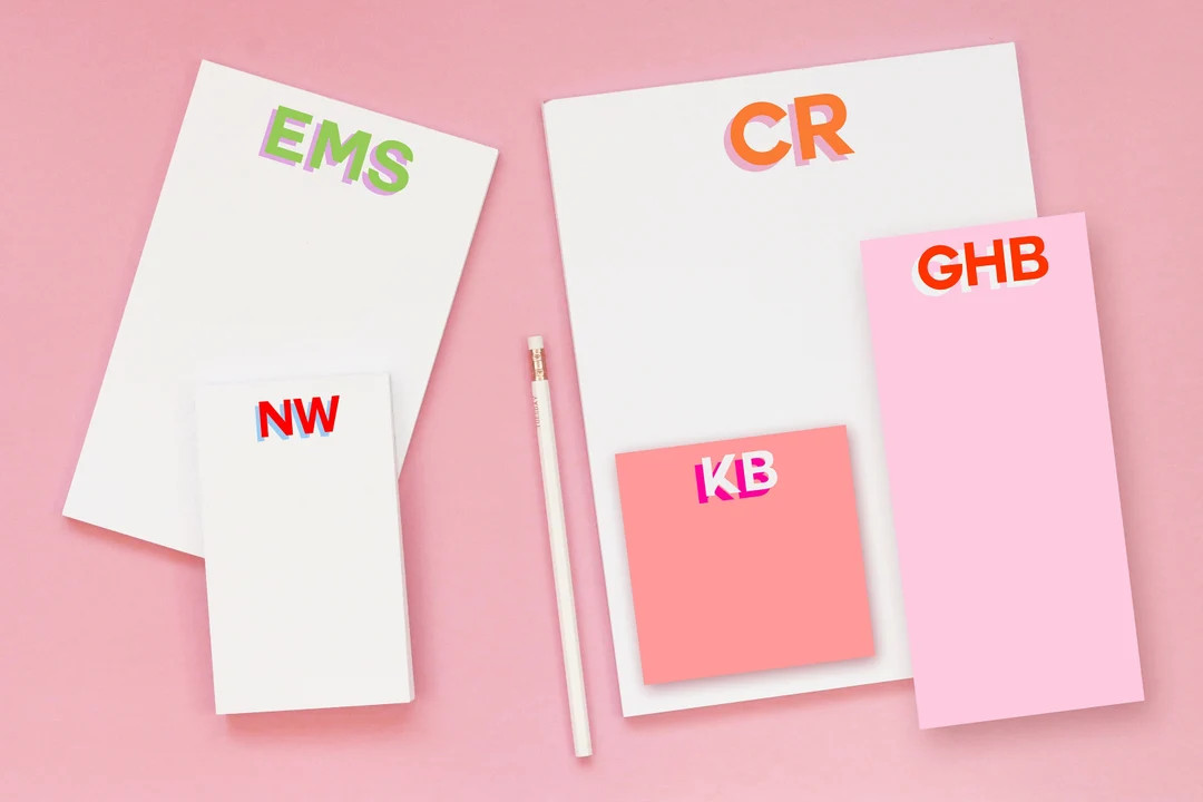 Monogram Notepad Personalized With Color Block Initials Girl Easter Basket Gift Ideas - Etsy | Etsy (US)