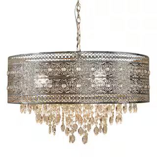 River of Goods Brielle 3-Light Silver Chandelier with Polished Nickel and Crystal Shade-19374 - T... | The Home Depot