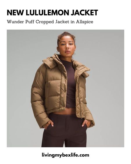 New lululemon Wunder Puff Cropped Jacket in Allspice | lululemon brown jacket, crop jacket, lululemon puffy jacket, fall outfit, winter outfit

#LTKGiftGuide #LTKfitness #LTKU