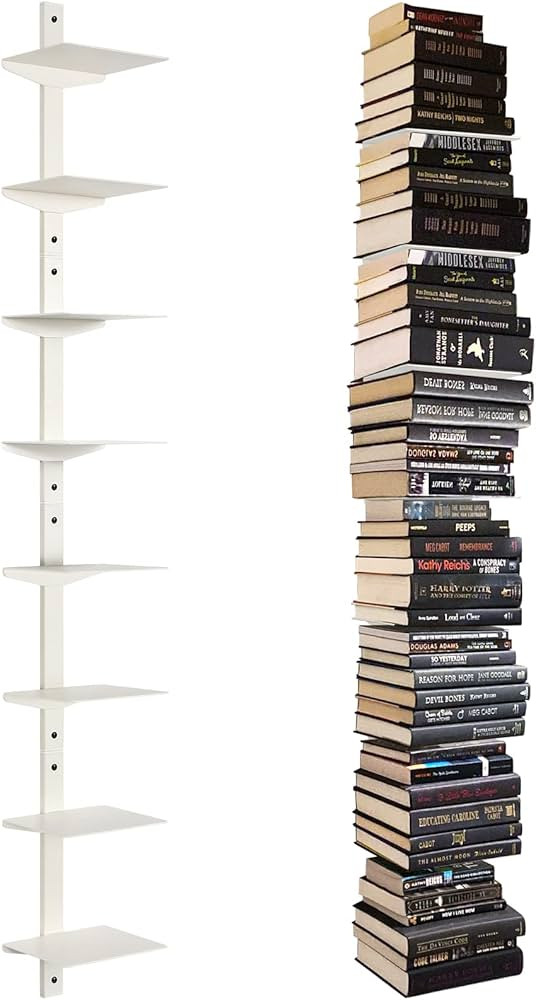 Invisible Floating Bookshelf for Wall Mounted, 8 Tier Vertical Spine Book Tower, Heavy-Duty Metal... | Amazon (US)
