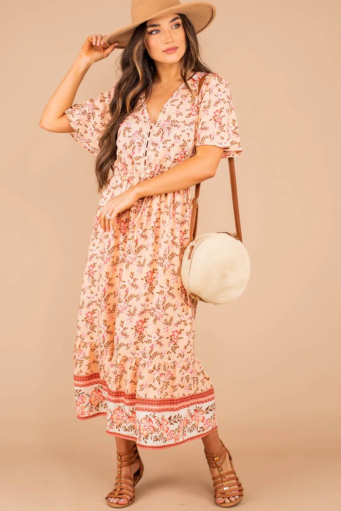 What I'm Feeling Blush Pink Floral Midi Dress | The Mint Julep Boutique