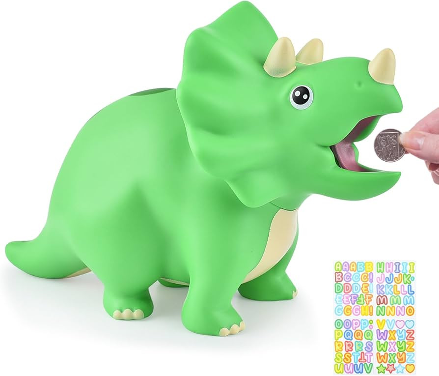 Dinosaur Piggy Bank for Kids, Unbreakable Plastic Money Coin Bank for Boys and Girls, Great Gifts... | Amazon (US)
