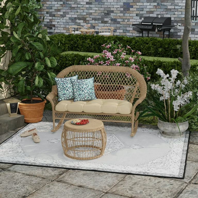 Jordan Manufacturing 16" x 16" Blue Watercolor Lattice Square Knife Edge Outdoor Throw Pillow wit... | Walmart (US)