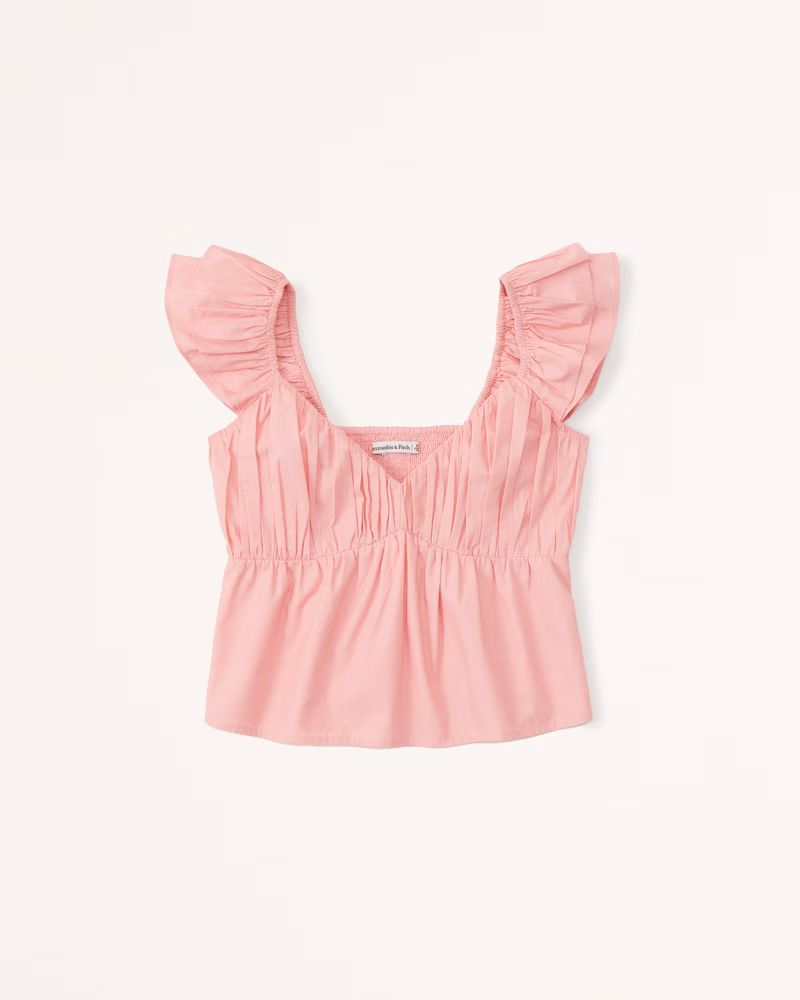 Ruffle Poplin Top | Abercrombie & Fitch (US)