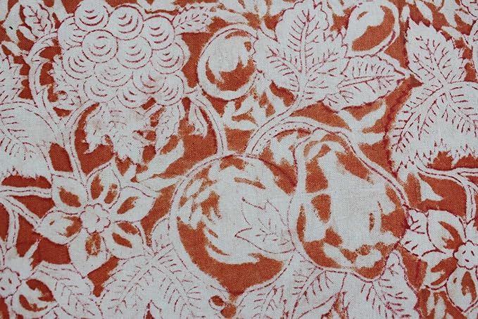 Mango Gifts Hand Block Print Tablecloth Cover 100% Cotton Floral Orange Colour, Size 150 x 220cm ... | Amazon (US)