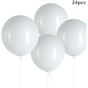 18" White Big Balloons Round Latex Helium Balloons for Party Decoration, Pack of 24 | Amazon (US)