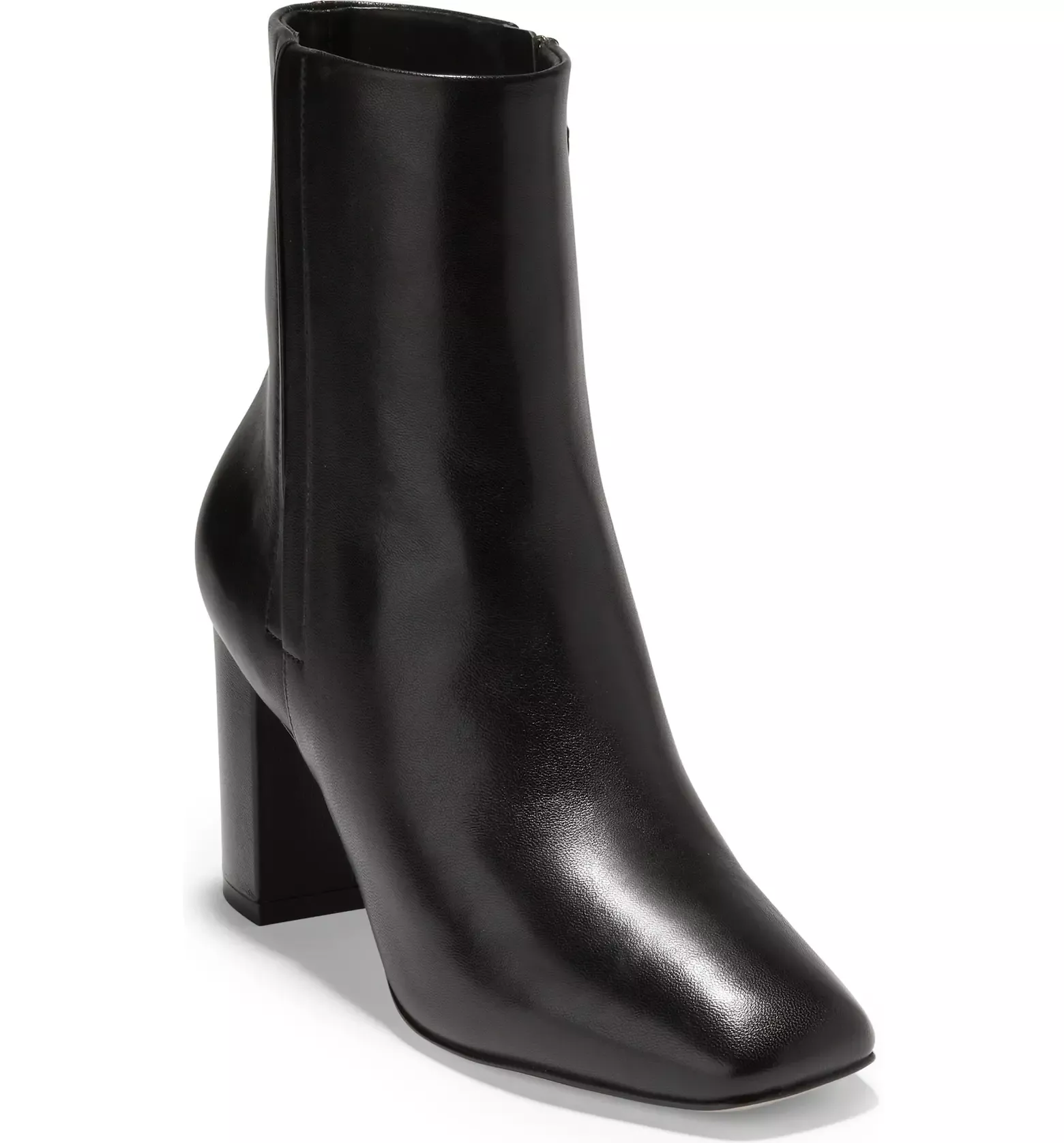 D-Shadow Heeled Boot Black Leather-Effect Stretch Material with  Macrocannage Motif