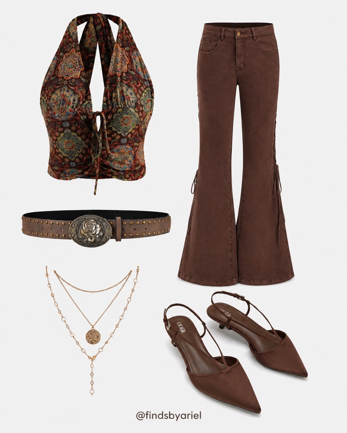 This outfit feels like western romance meets 70s cool girl 🤎

The flares. The paisley. The statement belt. The brown slingbacks. Such an easy way to make a simple outfit feel styled without trying too hard.

#LTKootd #LTKSaleAlert #LTKgrwm