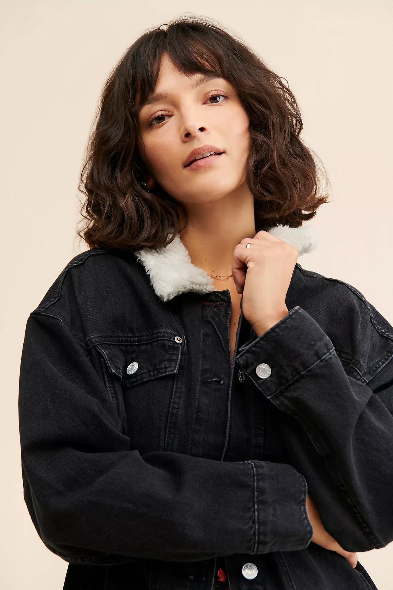 Pilcro Sherpa-Collared Denim Jacket | Anthropologie (US)