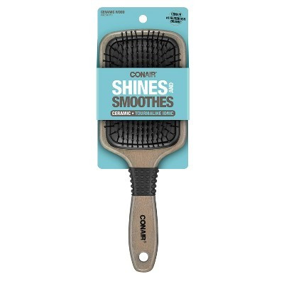 Conair Ceramic Wood Nylon Bristle Cushion Paddle Hair Brush - All Hair | Target