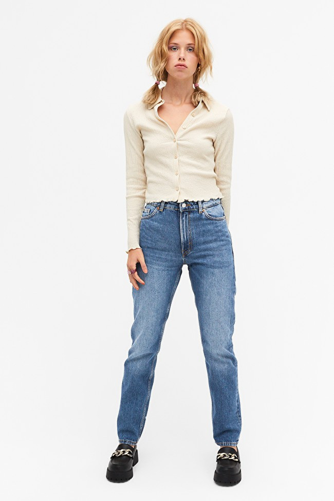 Moluna mid blue jeans | Monki