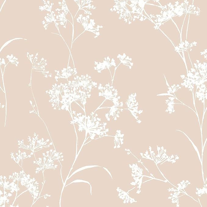Lillian August Luxe Haven Floral Mist Peel and Stick Wallpaper (Peach Petal) | Amazon (US)
