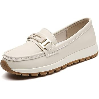 Women's Casual Leather Loafers Comfortable Slip On Driving Shoes Multi Color Buckle Detail Flat W... | Amazon (US)