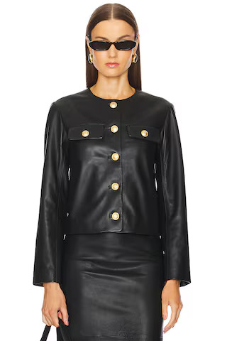 L'Academie by Marianna Barb Leather Jacket in Black from Revolve.com | Revolve Clothing (Global)