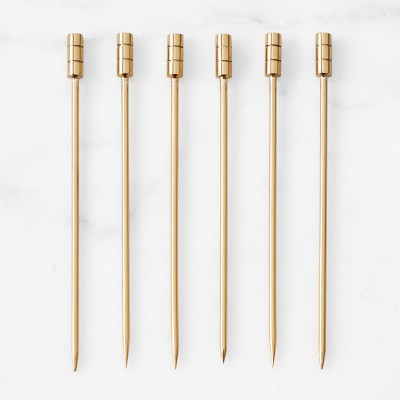 Antique Brass Cocktail Picks, Set of 6 | Williams Sonoma | Williams-Sonoma