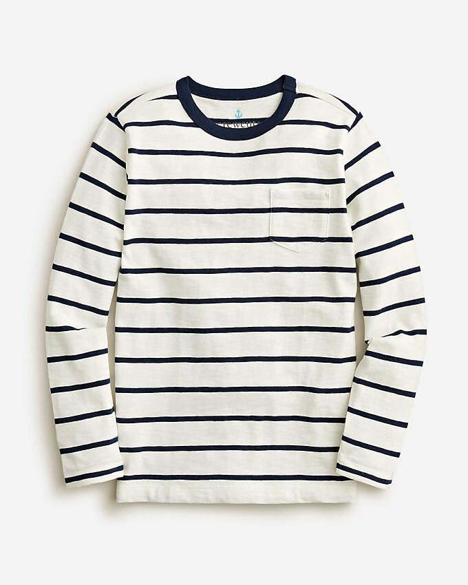 Kids' long-sleeve pocket T-shirt in stripe | J. Crew US